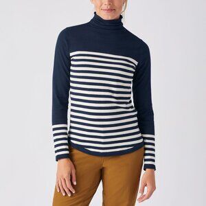 Duluth Trading Company Women S'no Sweat Turtleneck Stripe Coolmax Sweater Large